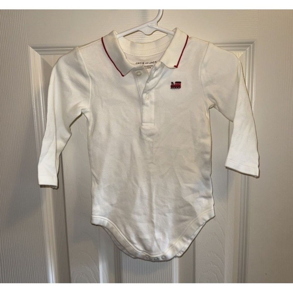 Janie and Jack‎ bodysuit Long Sleeve 6-12 Months Train Red Trim Christmas
